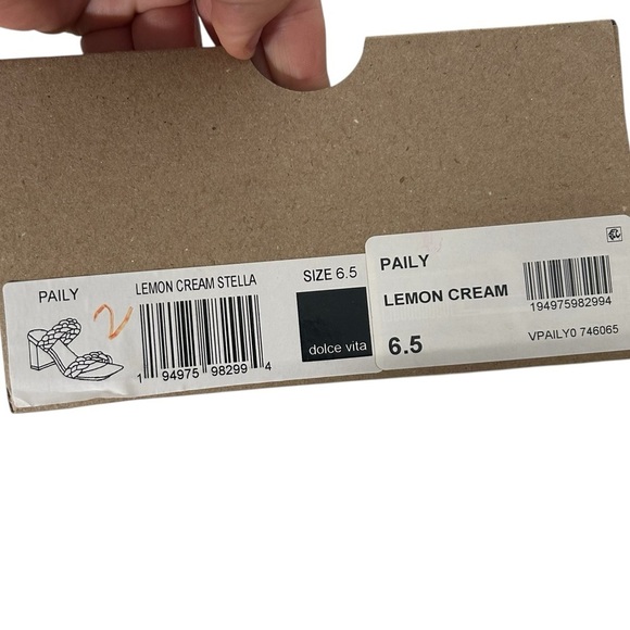 Dolce Vita Womens Paily Heels Leather Braided Sandal Lemon Creme Stella Size 6.5 - Picture 13 of 14